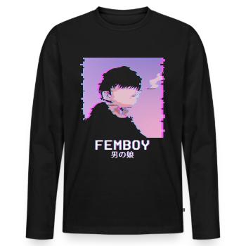 Japanisch Emo Femboy Vaporwave LGBTQ Schwul Queer - Männer Premium Bio Langarmshirt - Schwarz - Vorne - Nico (187cm)