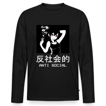 Antisocial Anime Girl Waifu Japanese Manga Weeb - T-shirt manches longues Premium bio Homme - noir - Devant - Nico (187cm)
