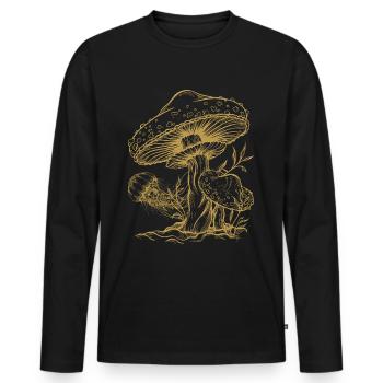 Cottagecore Aesthetic Champignon Méduse Mycologie - T-shirt manches longues Premium bio Homme - noir - Devant - Nico (187cm)