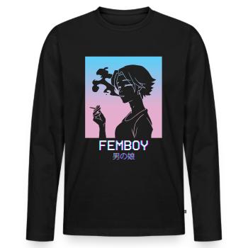 Femboy Anime Boy Vaporwave Aesthetic Pastel Goth - Männer Premium Bio Langarmshirt - Schwarz - Vorne - Nico (187cm)