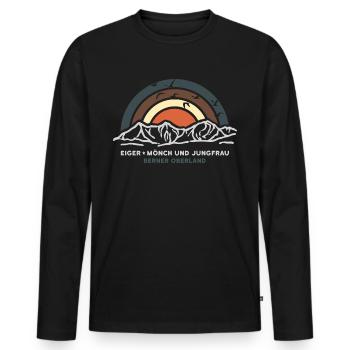 Eiger Mönch Jungfrau Berg Jungfraujoch Mountaineering - Men's Premium Organic Long Sleeve Shirt - black - Front - Nico (187cm)
