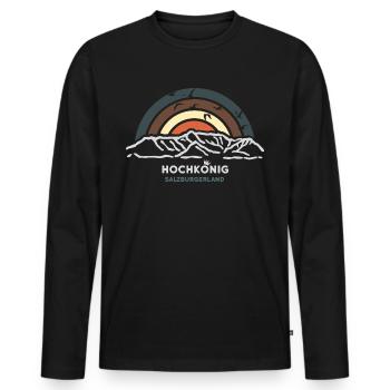 Hochkönig Berg Salzburgerland Wandern Österreich - Männer Premium Bio Langarmshirt - Schwarz - Vorne - Nico (187cm)