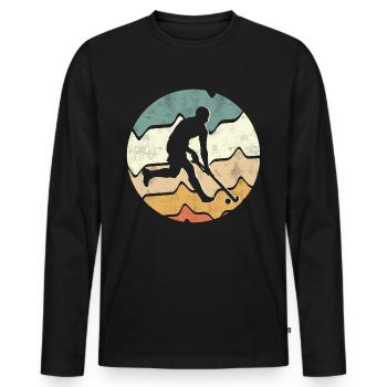 Joueur de hockey sur gazon Joueur de hockey rétro hockey - T-shirt manches longues Premium bio Homme - noir - Devant - Nico (187cm)