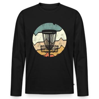 Lecteur de disc golf vintage Design Disc Golf - T-shirt manches longues Premium bio Homme - noir - Devant - Nico (187cm)