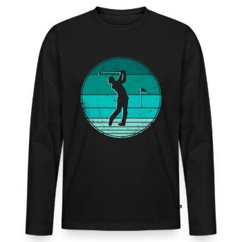 Golf Golfer Golfen Vintage Golfspieler - Männer Premium Bio Langarmshirt - Schwarz - Vorne - Nico (187cm)