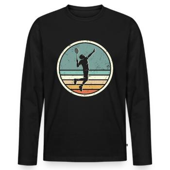 Badminton player Retro Badminton Player Badminton - Men's Premium Organic Long Sleeve Shirt - black - Front - Nico (187cm)