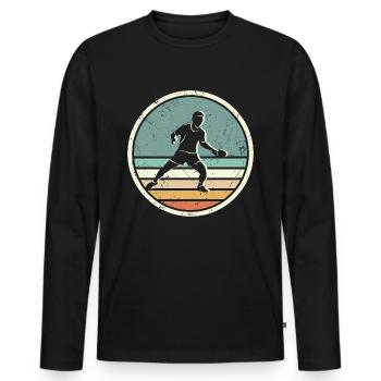 Tennis de Table Retro Ping Pong Joueur de Tennis de Table - T-shirt manches longues Premium bio Homme - noir - Devant - Nico (187cm)