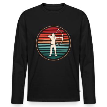 Tir à l’arc Tir à l’arc vintage - T-shirt manches longues Premium bio Homme - noir - Devant - Nico (187cm)
