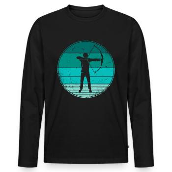 Archer Vintage Bow Tir à l’arc - T-shirt manches longues Premium bio Homme - noir - Devant - Nico (187cm)