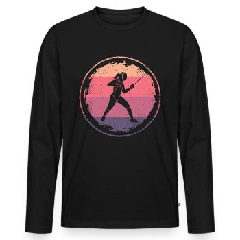 Fechten Fecht Sport Degen Frauen Fechter - Männer Premium Bio Langarmshirt - Schwarz - Vorne - Nico (187cm)