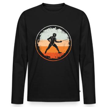 Fechten Retro Fecht Sport Degen Fechter - Männer Premium Bio Langarmshirt - Schwarz - Vorne - Nico (187cm)