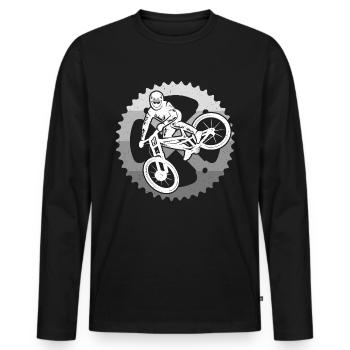 Mountain Bike Bike Chainring Mountain Bike - Men's Premium Organic Long Sleeve Shirt - black - Front - Nico (187cm)