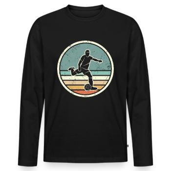 Fußballer Fußballtrainer Vintage Fußballspieler - Männer Premium Bio Langarmshirt - Schwarz - Vorne - Nico (187cm)
