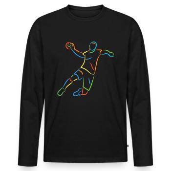 Handballer Handball bunt Handballspieler - Männer Premium Bio Langarmshirt - Schwarz - Vorne - Nico (187cm)