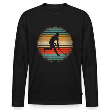 Floorball Player Vintage Floorball Floorballer - Men's Premium Organic Long Sleeve Shirt - black - Front - Nico (187cm)