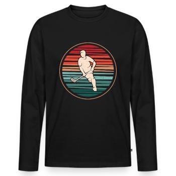 Floorball Player Floorballer Boys Floorball - Men's Premium Organic Long Sleeve Shirt - black - Front - Nico (187cm)