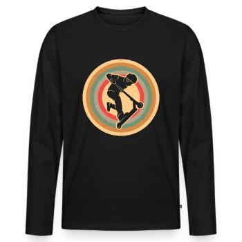 Kick Scooter Tricks Vintage Boys Stunt Scooter - Men's Premium Organic Long Sleeve Shirt - black - Front - Nico (187cm)