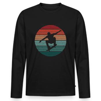 Skateboarder Vintage Skater Skating Skateboard - T-shirt manches longues Premium bio Homme - noir - Devant - Nico (187cm)