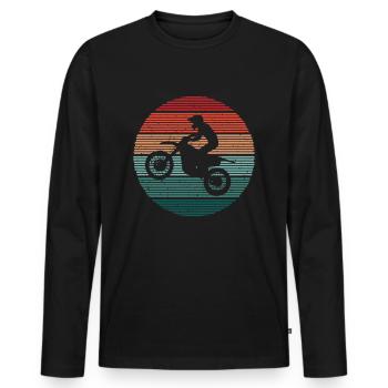 Motocross Vélo Motocycliste Vintage Moto - T-shirt manches longues Premium bio Homme - noir - Devant - Nico (187cm)