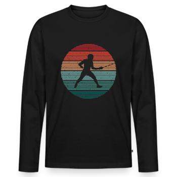 Fencing Fencing Fencing Retro Fencer - Men's Premium Organic Long Sleeve Shirt - black - Front - Nico (187cm)