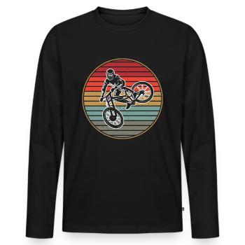 Mountain Bike Bike Cyclist Mountain Bike - Men's Premium Organic Long Sleeve Shirt - black - Front - Nico (187cm)