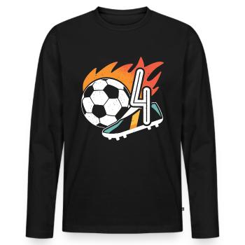 4th birthday Footballer Boy 4 years Football - Men's Premium Organic Long Sleeve Shirt - black - Front - Nico (187cm)