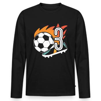 3rd birthday footballer boy 3 years football - Men's Premium Organic Long Sleeve Shirt - black - Front - Nico (187cm)