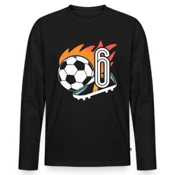 6. Geburtstag Fußballer Junge 6 Jahre Fußball - Männer Premium Bio Langarmshirt - Schwarz - Vorne - Nico (187cm)