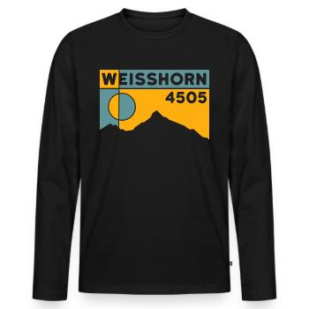 Weisshorn Wallis - Männer Premium Bio Langarmshirt - Schwarz - Vorne - Nico (187cm)