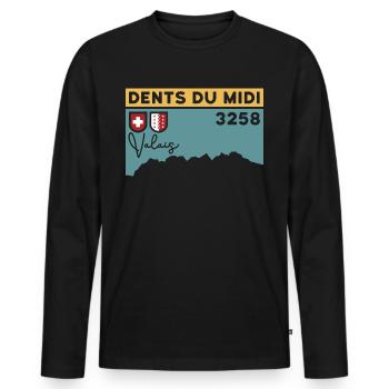 Dents du Midi Finisher Mountain Valais Hiking Switzerland - Men's Premium Organic Long Sleeve Shirt - black - Front - Nico (187cm)