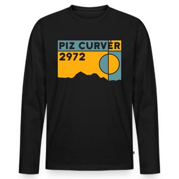 Piz Curvér: hiking, ski touring, mountain touring, rock climbing - Men's Premium Organic Long Sleeve Shirt - black - Front - Nico (187cm)