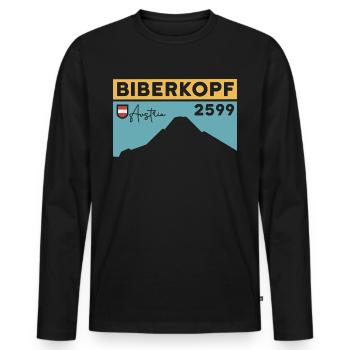 Biberkopf Höhe Warth Schröcken Skigebiet Wandern - Männer Premium Bio Langarmshirt - Schwarz - Vorne - Nico (187cm)