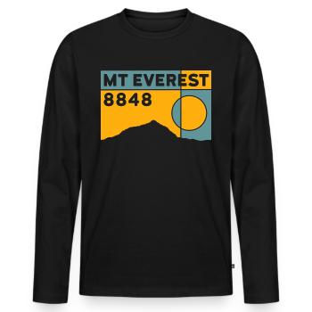 Mount Everest Base Camp Nepal Trekking Souvenir - Men's Premium Organic Long Sleeve Shirt - black - Front - Nico (187cm)