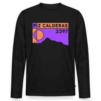 Piz Calderas Skitour Trail Wanderung Berg Trekking - Männer Premium Bio Langarmshirt - Schwarz - Vorne - Nico (187cm)