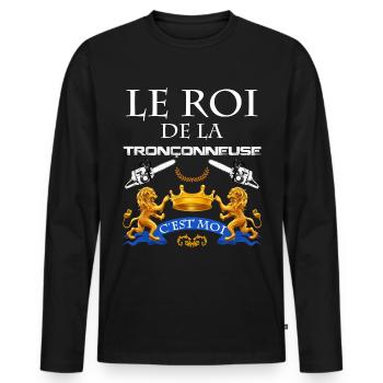 Bûcheron métier du bois. tronçonneuse - T-shirt manches longues Premium bio Homme - noir - Devant - Nico (187cm)