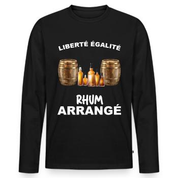 Liberté Egalité Fhum Arrangé - T-shirt manches longues Premium bio Homme - noir - Devant - Nico (187cm)