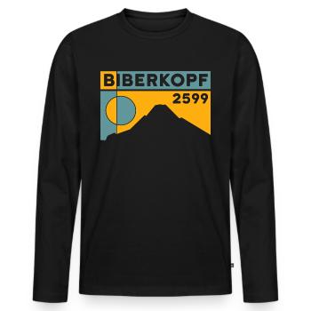 Biberkopf Höhe Wanderung Warth Schröcken Skigebiet - Männer Premium Bio Langarmshirt - Schwarz - Vorne - Nico (187cm)