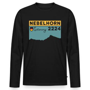 Nebelhorn Finisher Climbing Hiking Oberstdorf - Men's Premium Organic Long Sleeve Shirt - black - Front - Nico (187cm)