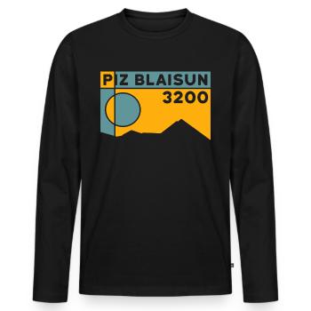 Piz Blaisun Skitour Wandern Ostgrat Höhe Souvenir - Männer Premium Bio Langarmshirt - Schwarz - Vorne - Nico (187cm)