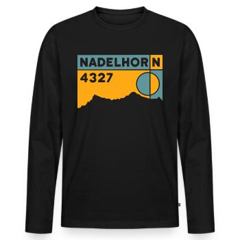 Nadelhorn Wallis Bergtour Hochtour Andenken Wander - Männer Premium Bio Langarmshirt - Schwarz - Vorne - Nico (187cm)
