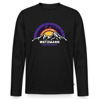 Watzmann Berg Überschreitung Finisher Wanderung - Männer Premium Bio Langarmshirt - Schwarz - Vorne - Nico (187cm)