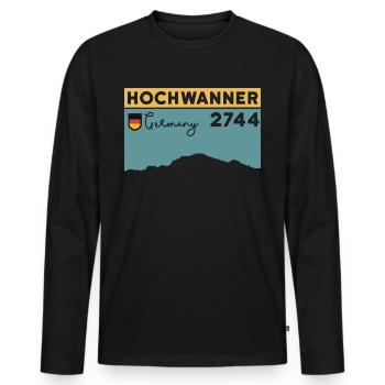Berg Hochwanner Bergtour Skitour Normalweg Wandern - Männer Premium Bio Langarmshirt - Schwarz - Vorne - Nico (187cm)