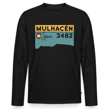 Mulhacén Tour Besteigen Wandern Sierra Nevada - Männer Premium Bio Langarmshirt - Schwarz - Vorne - Nico (187cm)