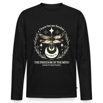 Conception de citation de liberté en ivoire pour les amoureux des livres - T-shirt manches longues Premium bio Homme - noir - Devant - Nico (187cm)