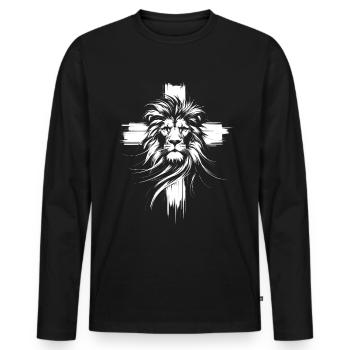 Gott Kirche Christliche Löwen Christen Löwe - Männer Premium Bio Langarmshirt - Schwarz - Vorne - Nico (187cm)