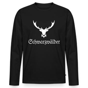 Schwarzwälder Hirschgeweih - Männer Premium Bio Langarmshirt - Schwarz - Vorne - Nico (187cm)