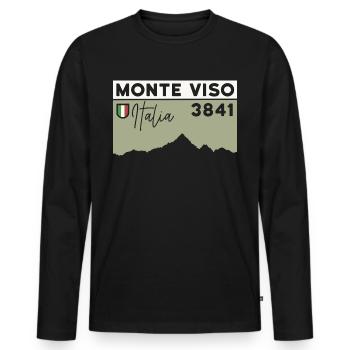 Monte Viso Randonnée Monviso Ascension Arête Est - T-shirt manches longues Premium bio Homme - noir - Devant - Nico (187cm)