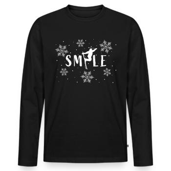 « Smile » Ski Skieur Ski Vacances Ski Neige - T-shirt manches longues Premium bio Homme - noir - Devant - Nico (187cm)