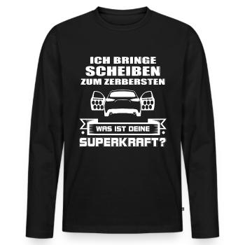 Voiture Hifi - Super Power Bass, Hifi-Shirt Bass Lover - T-shirt manches longues Premium bio Homme - noir - Devant - Nico (187cm)