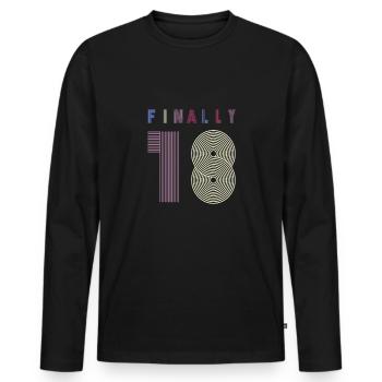 Enfin, dix-huit anniversaire cadeau - T-shirt manches longues Premium bio Homme - noir - Devant - Nico (187cm)